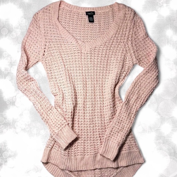 Rue 21 Y2K Babydoll Soft Pink V-neck Knit sweater - Picture 3 of 7